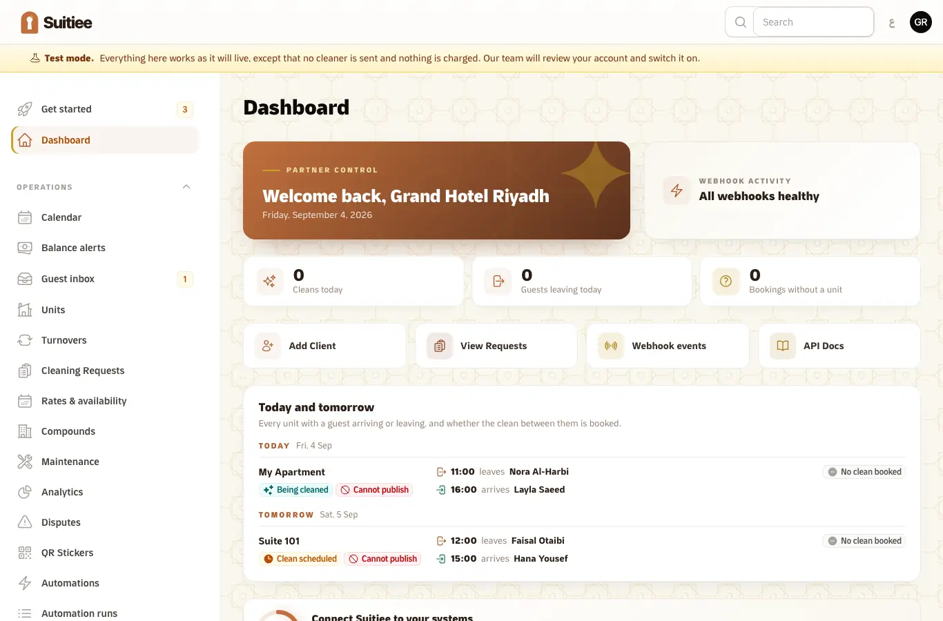 The operator dashboard