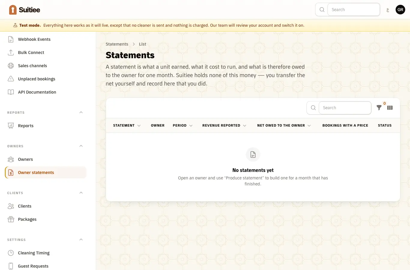 Owner statements