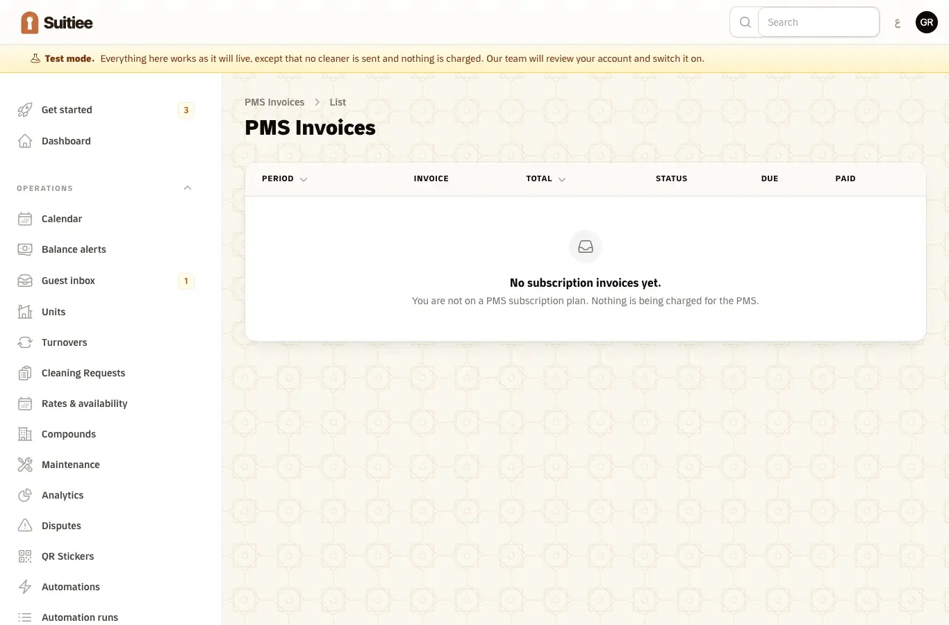 The PMS subscription and its invoices