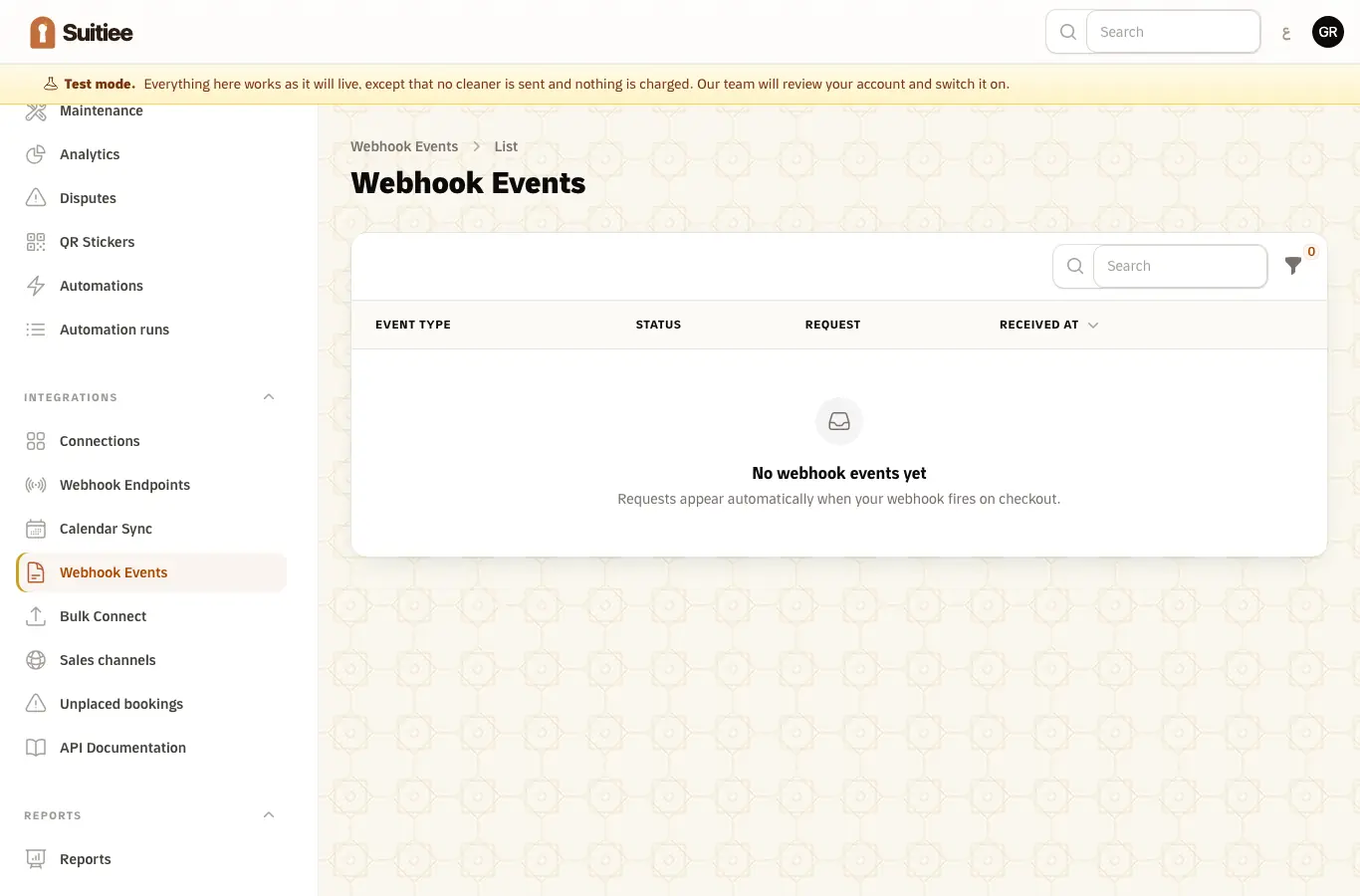 Webhook events with their processing trace